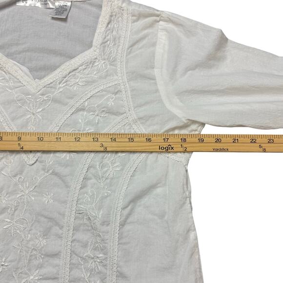 Papillon Los Angeles Womens Sz S Tunic Blouse Cottage Peasant Slit Sides - Picture 7 of 10